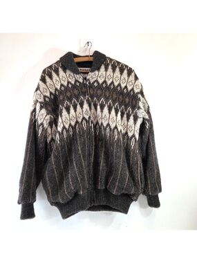 Vintage Tundra Wool Sweater Jacket Mens Size Small Canada Zip Up Acetate Lining